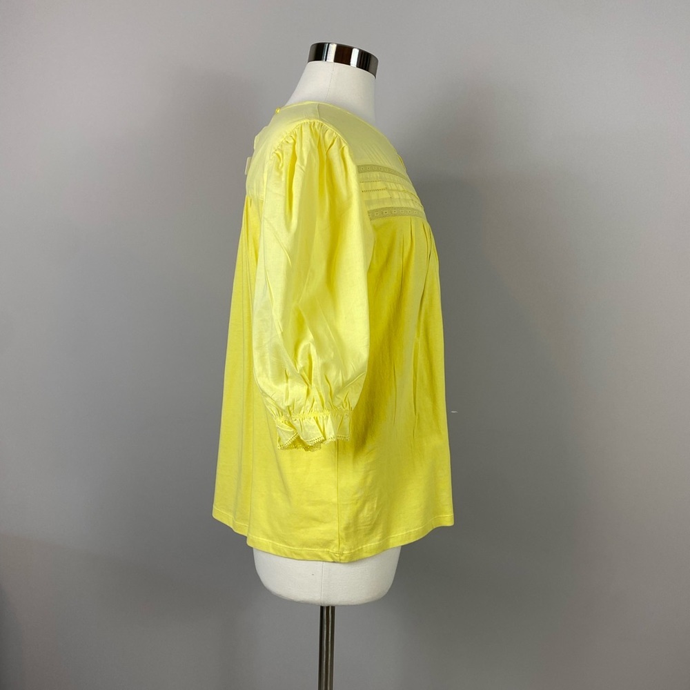 J. Crew Blouse Too Tunic Puff Sleeve Woven Lace Canary Yellow Womens Large NWTs - Picture 5 of 10